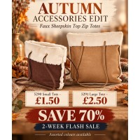 **** LIMITED TIME FLASH SALE*  ???? Autumn Accessories Edit | Faux Sheepskin Top Zip Totes Save 70%!!!!!